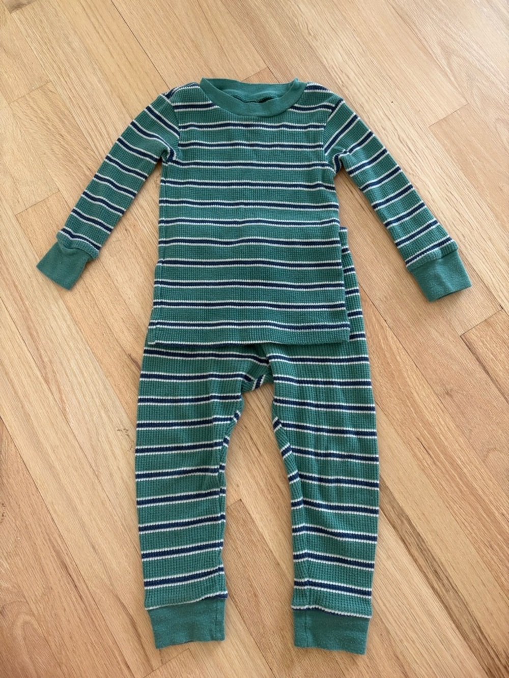 Carter's Green Striped Toddler Pajamas